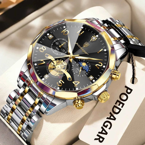 Luxury Men's Chronograph Watch - Waterproof Stainless Steel Timepiece ...